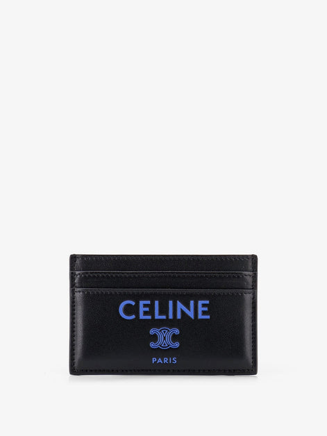 Leather card holder with front logo print