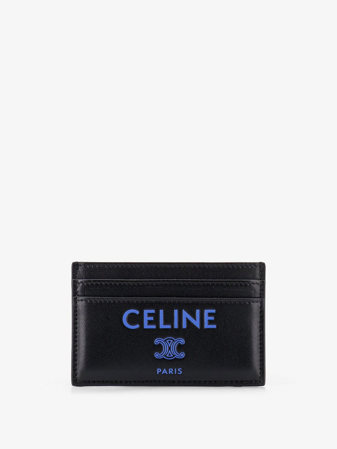 Leather card holder with front logo print