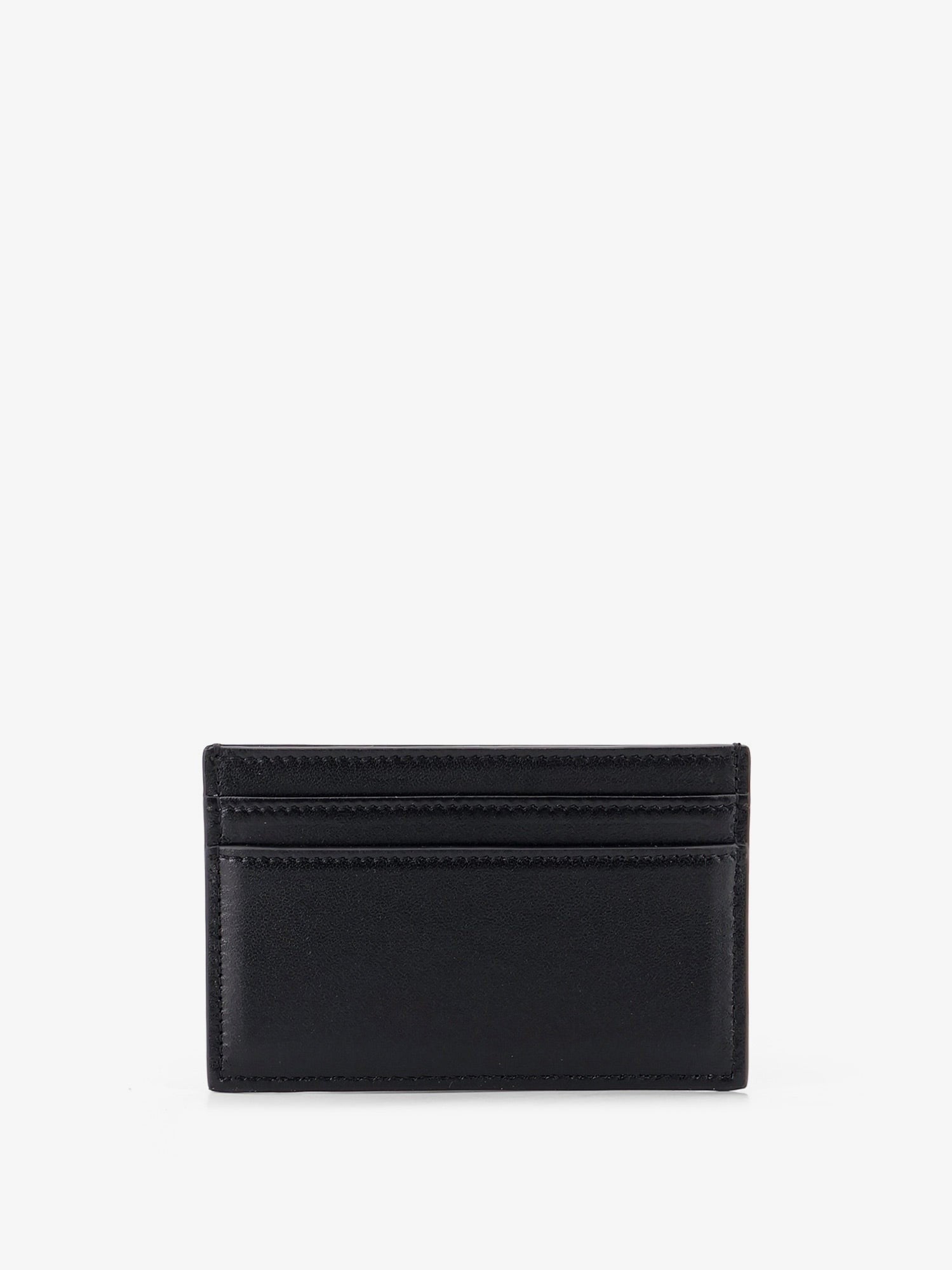 Leather card holder with front logo print