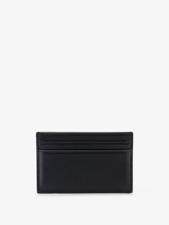 Leather card holder with front logo print
