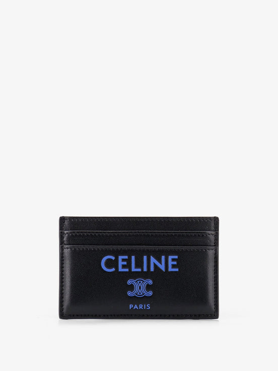 Leather card holder with front logo print