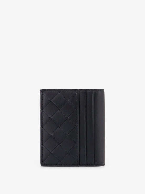 Leather card holder with Intrecciato motif