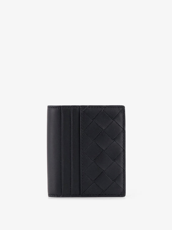 Leather card holder with Intrecciato motif