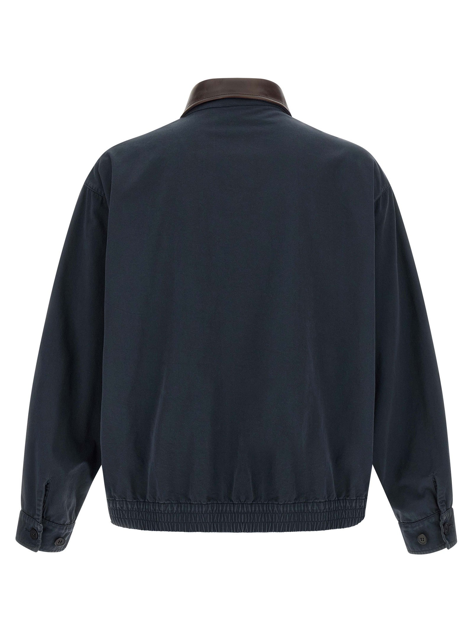 Leather collar jacket