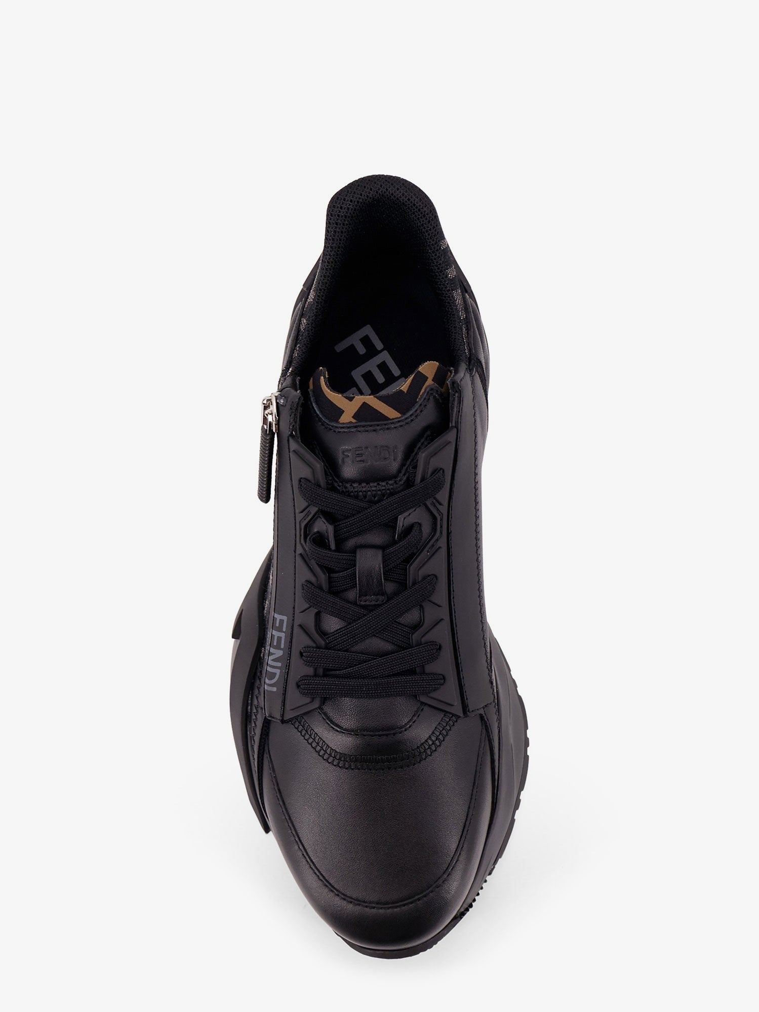 Leather Flow sneakers with FF jacquard fabric inserts