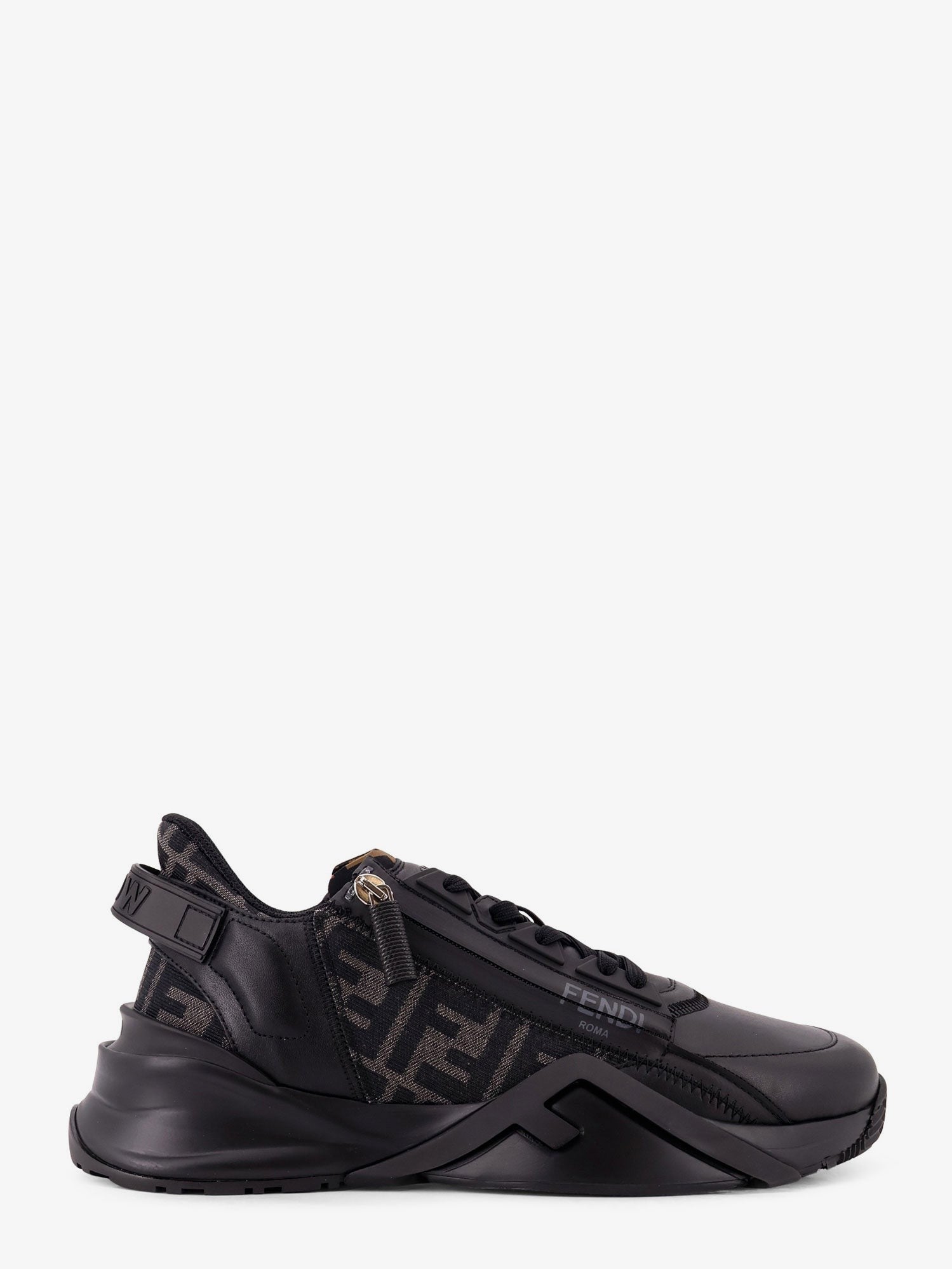 Leather Flow sneakers with FF jacquard fabric inserts