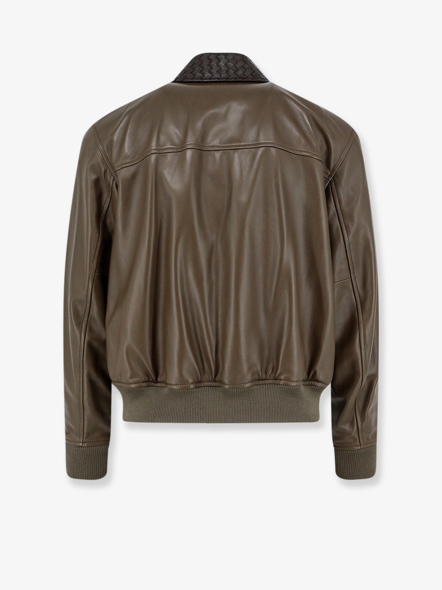 Leather Jacket with Ibntrecciato detail