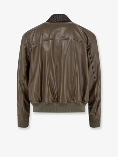 Leather Jacket with Ibntrecciato detail
