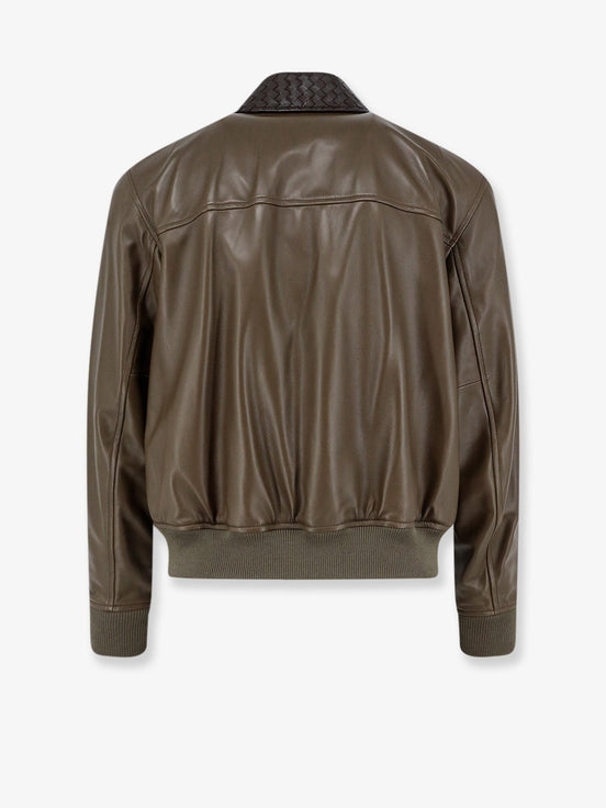 Bottega Veneta Leather Jacket with Ibntrecciato detail