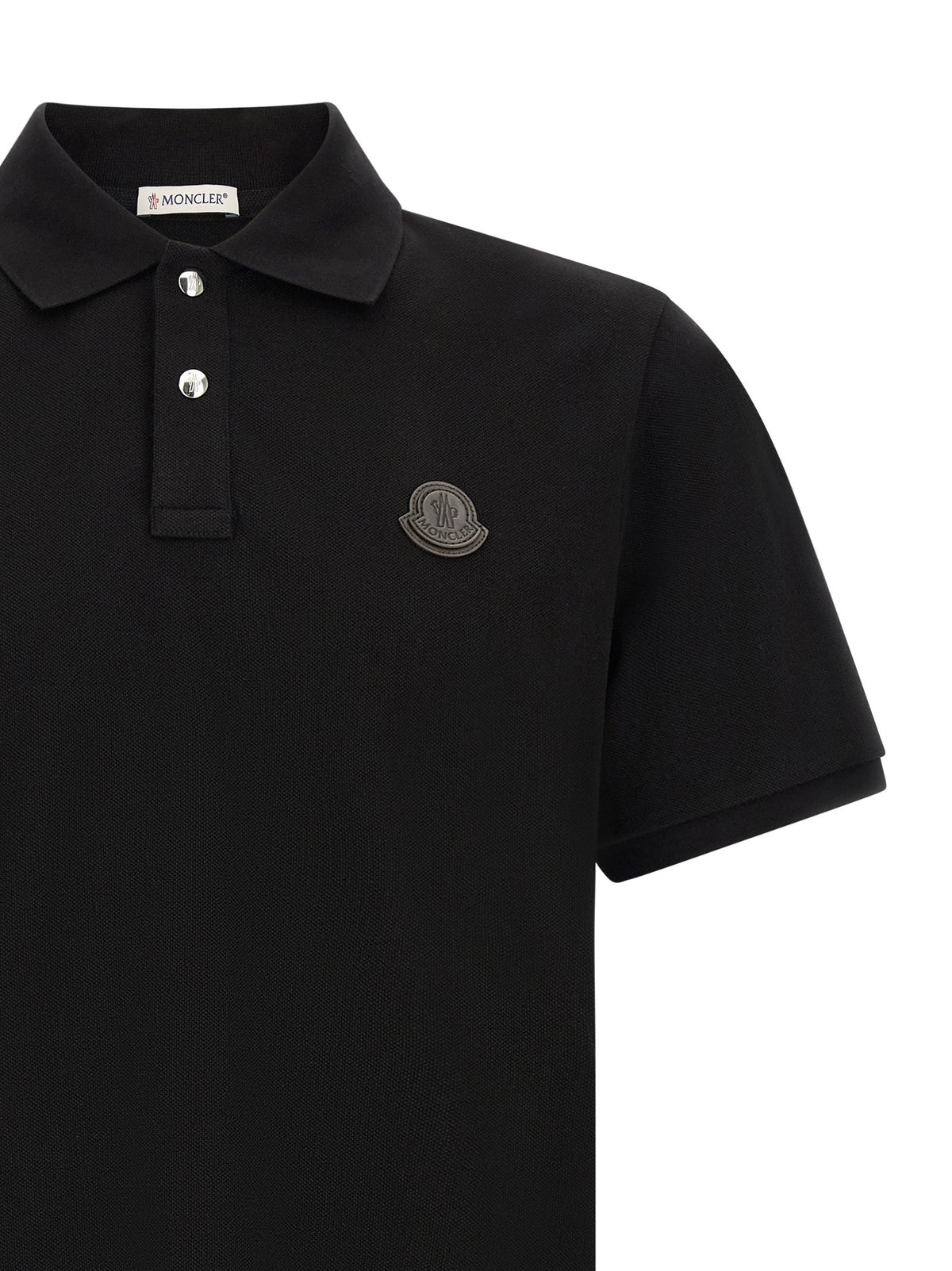 Moncler Leather logo patch polo shirt