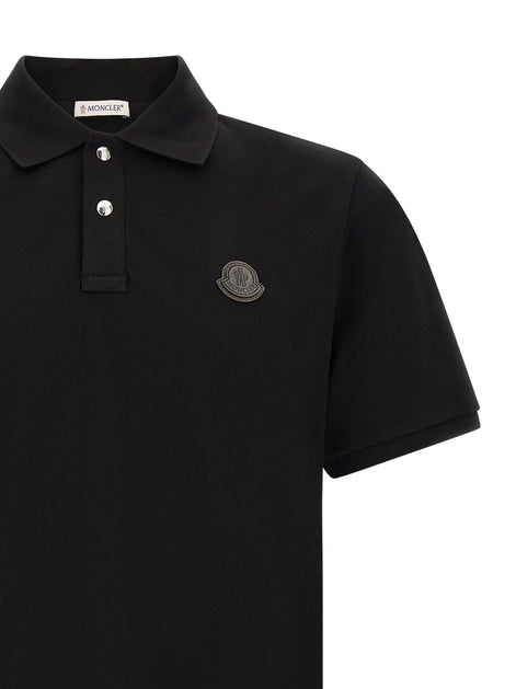 Moncler Leather logo patch polo shirt