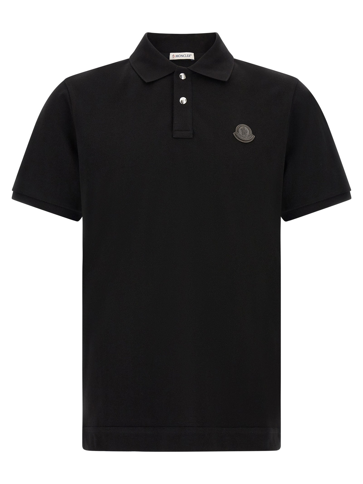 Leather logo patch polo shirt