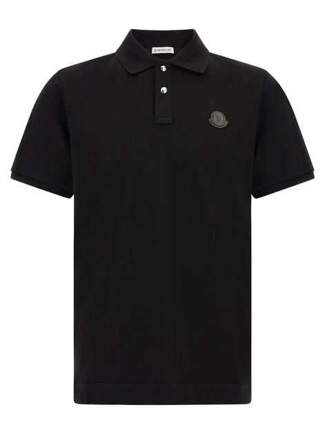 Leather logo patch polo shirt