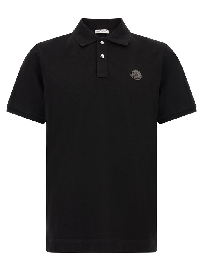 Leather logo patch polo shirt