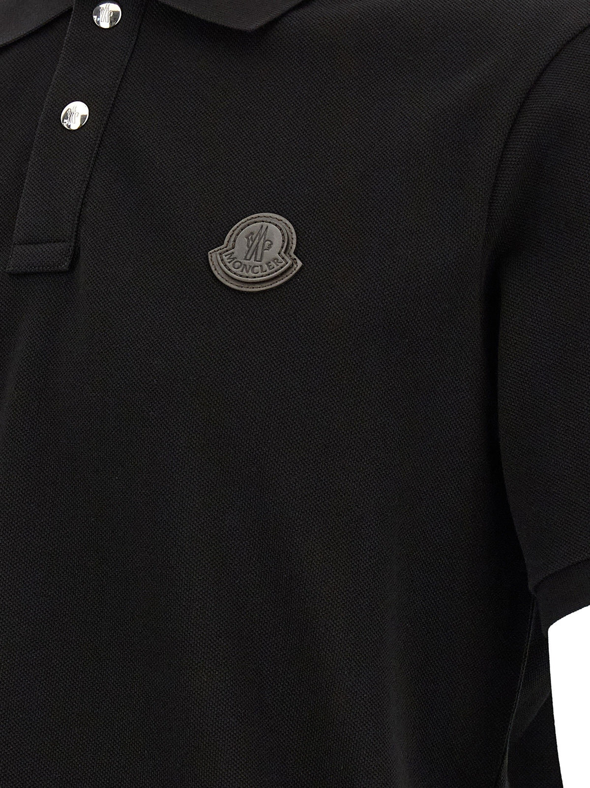 Moncler Leather logo patch polo shirt
