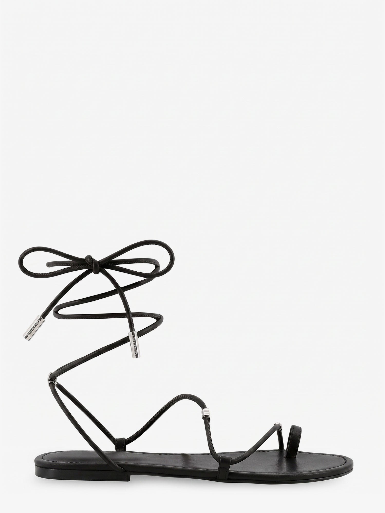 Leather sandals with metal Triomphe logo