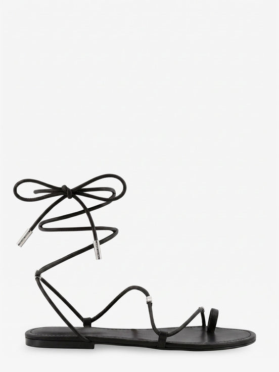 Leather sandals with metal Triomphe logo
