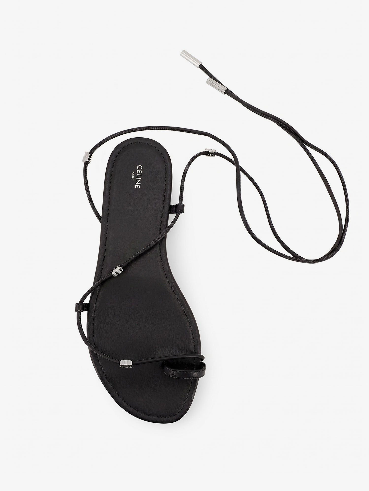 Leather sandals with metal Triomphe logo