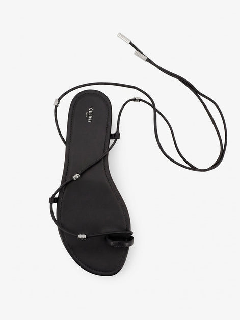 Leather sandals with metal Triomphe logo