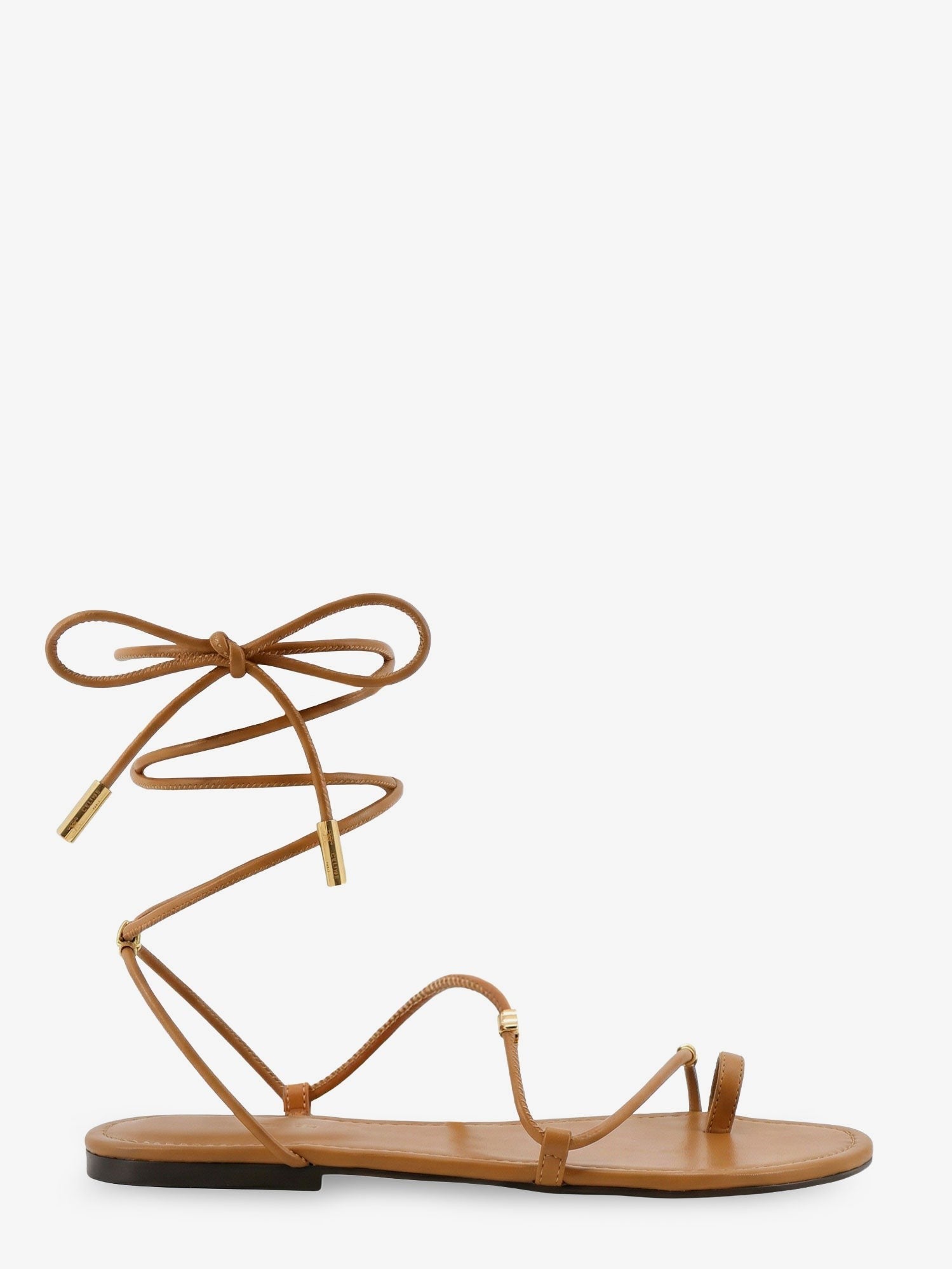 Leather sandals with metal Triomphe logo