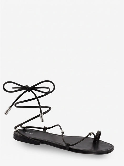 Leather sandals with metal Triomphe logo
