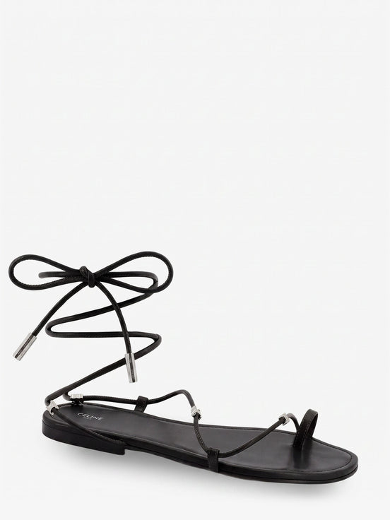 Leather sandals with metal Triomphe logo
