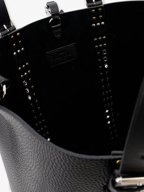 Leather shoulder bag with iconic studs