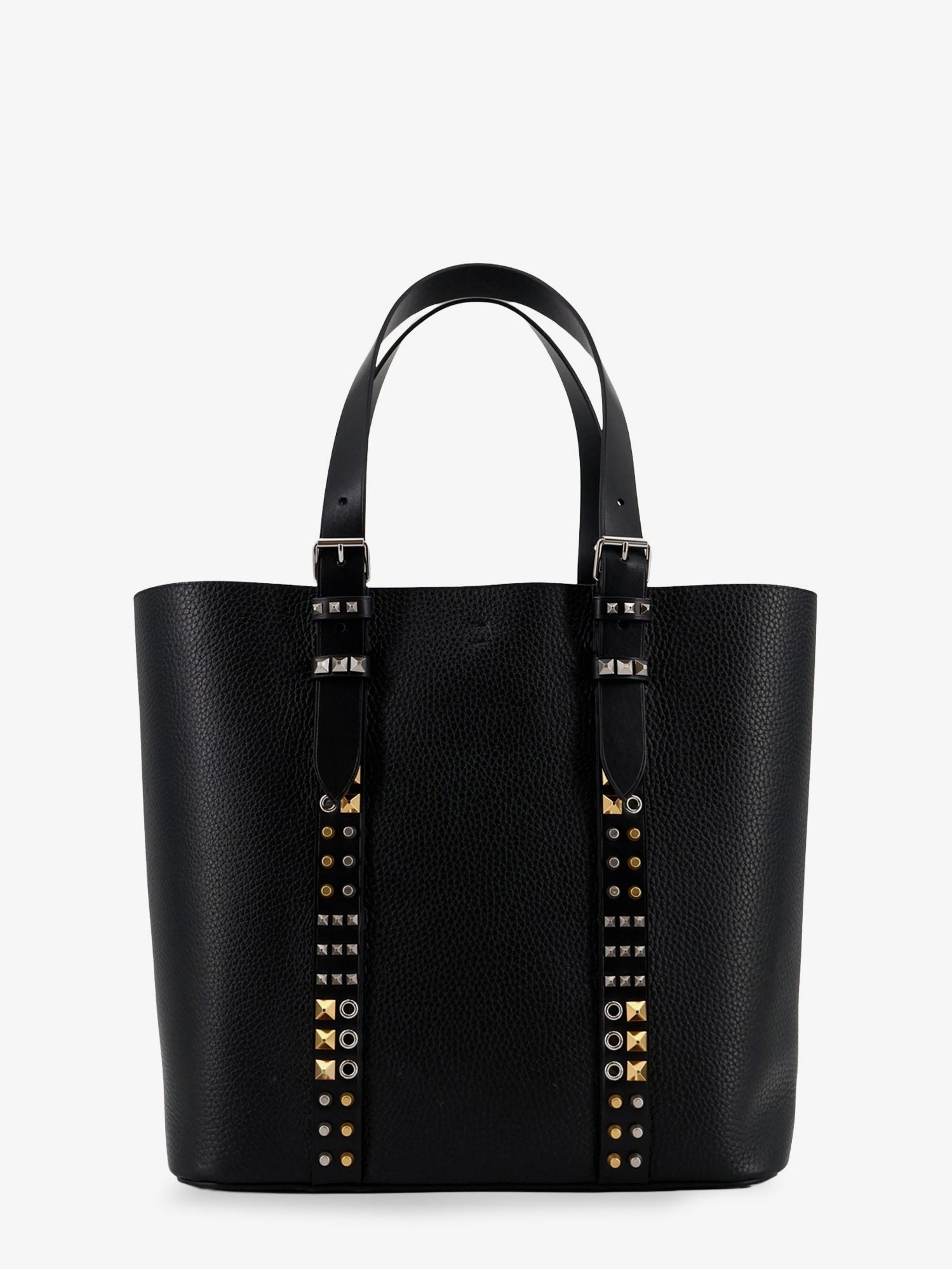 Leather shoulder bag with iconic studs