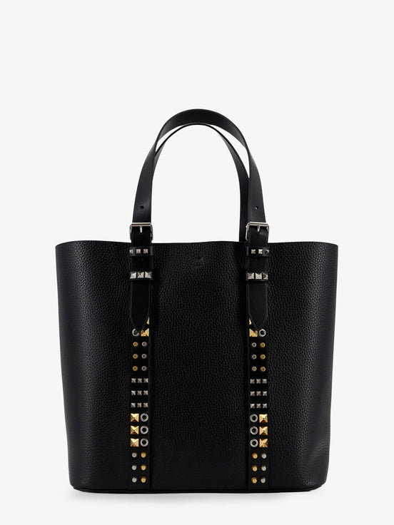 Leather shoulder bag with iconic studs