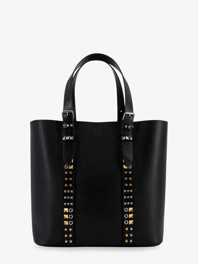 Leather shoulder bag with iconic studs