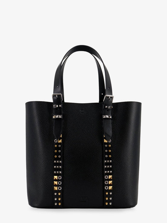 Leather shoulder bag with iconic studs
