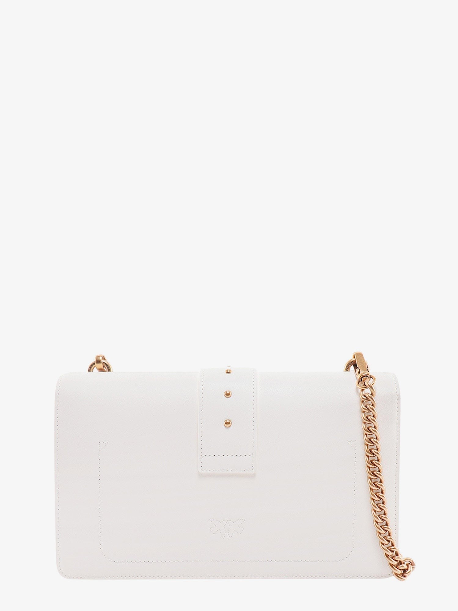 Leather shoulder bag with love birds buckle