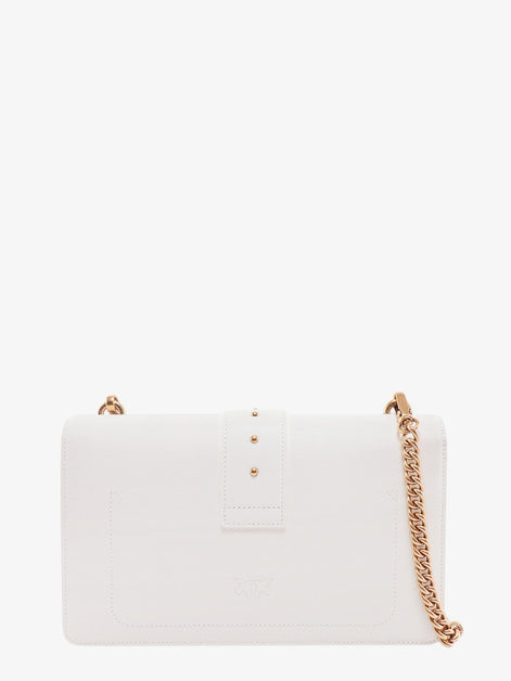 Leather shoulder bag with love birds buckle