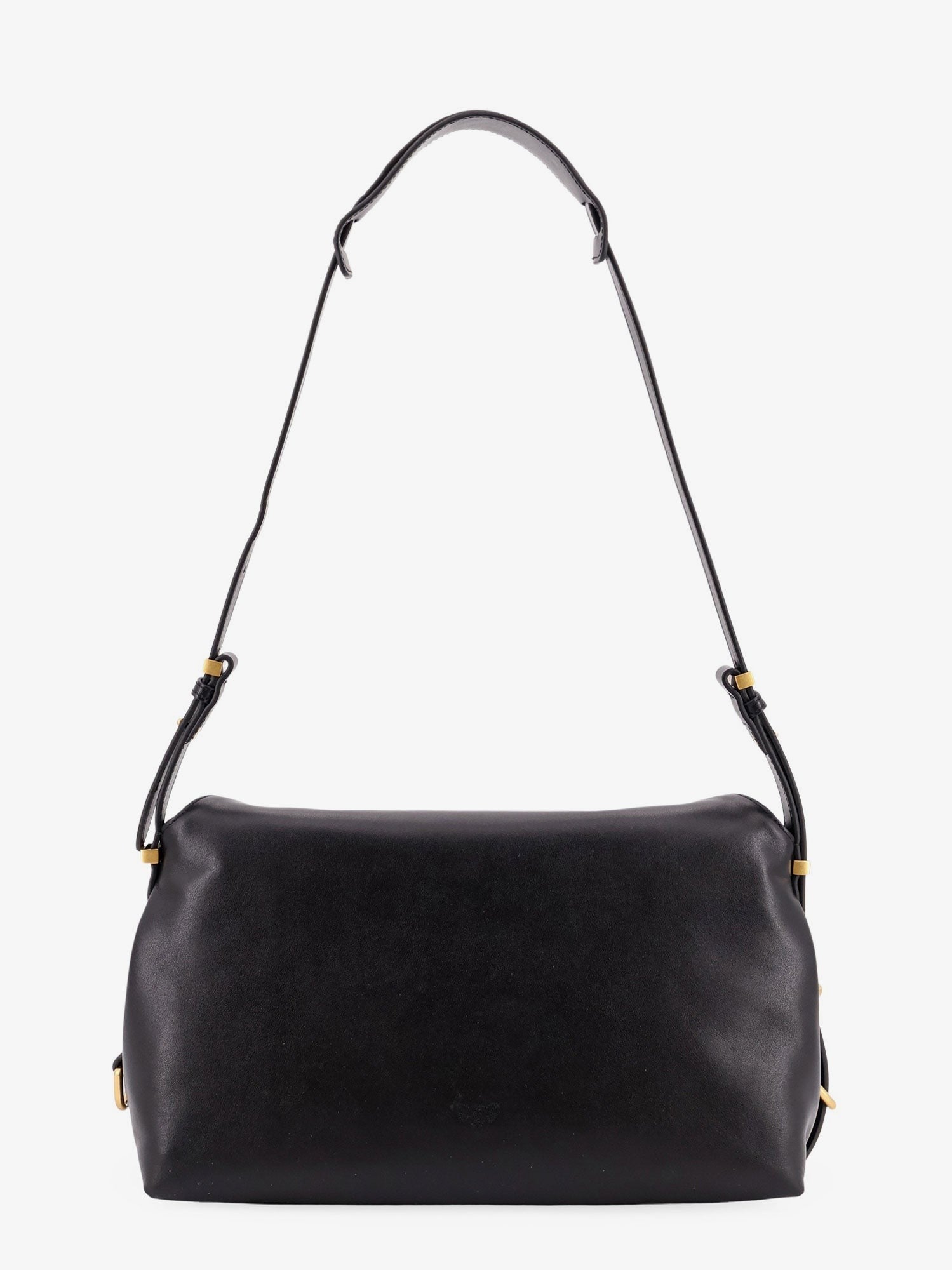 Leather shoulder bag with metal detail with engraved logo