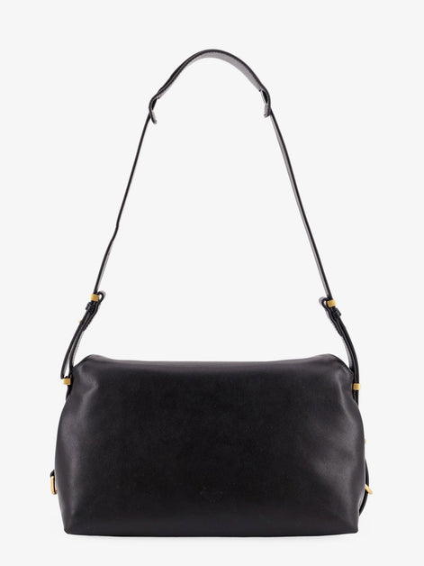 Leather shoulder bag with metal detail with engraved logo