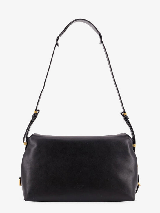 Leather shoulder bag with metal detail with engraved logo