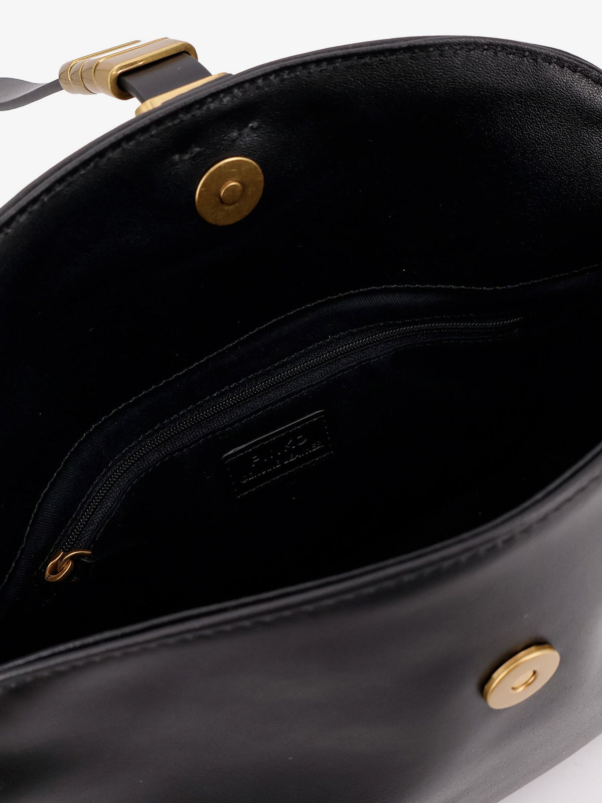 Pinko Leather shoulder bag with metal detail with engraved logo