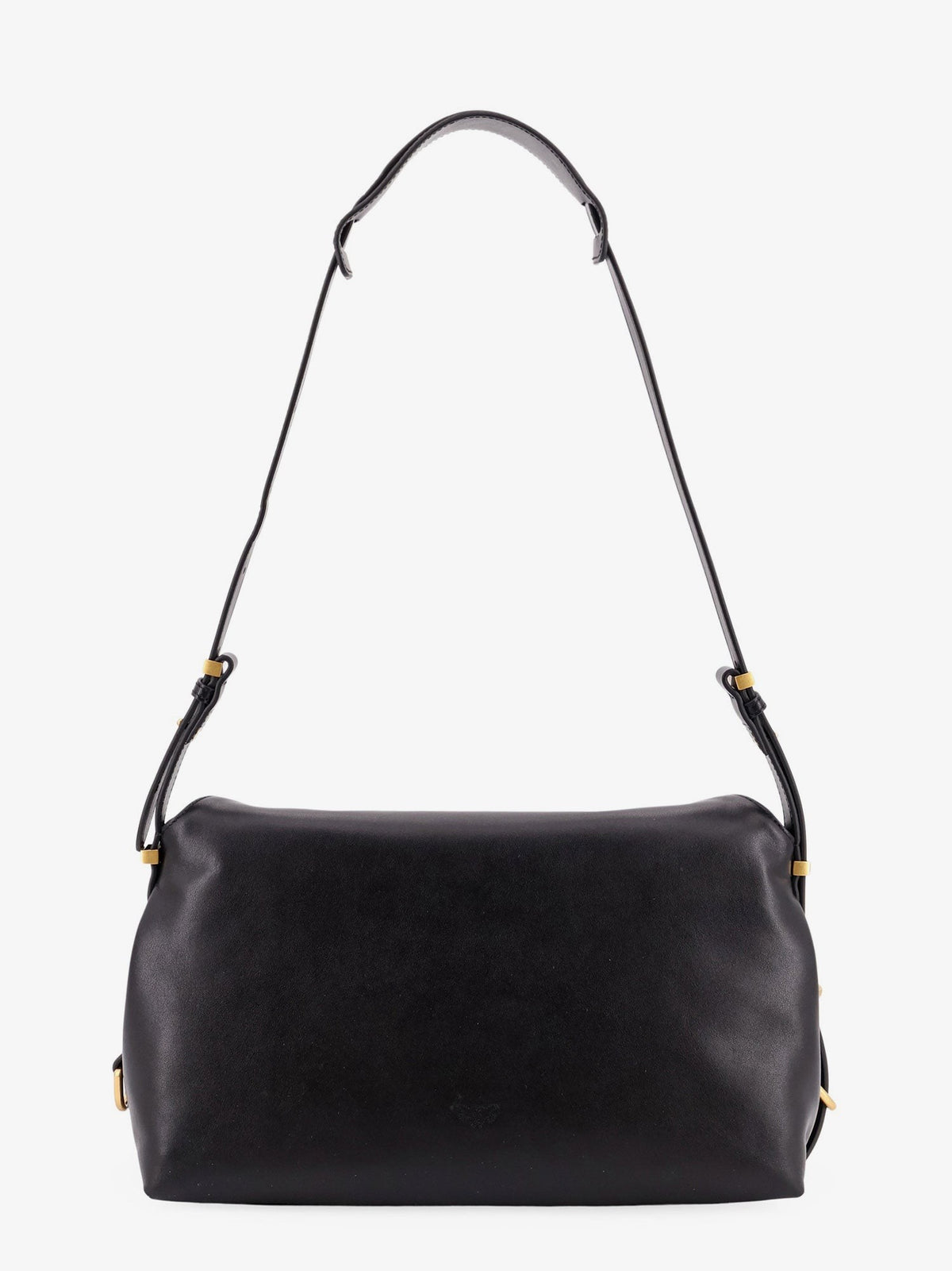 Pinko Leather shoulder bag with metal detail with engraved logo