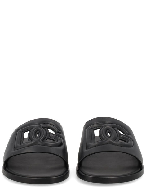 LEATHER SLIDE WITH LOGO