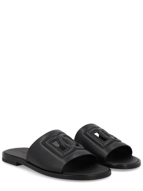 LEATHER SLIDE WITH LOGO