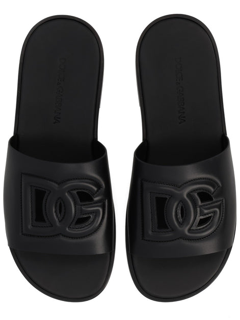 LEATHER SLIDE WITH LOGO