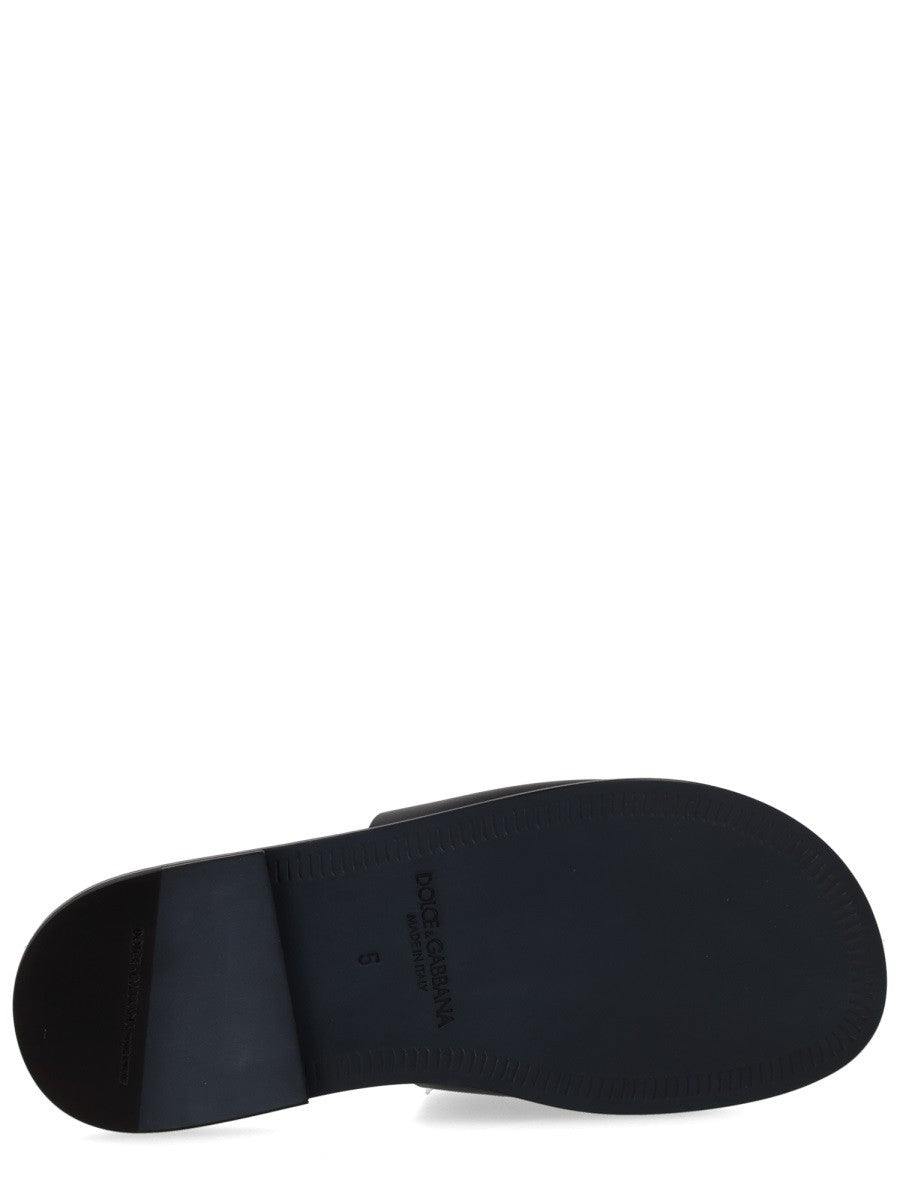 LEATHER SLIDE WITH LOGO