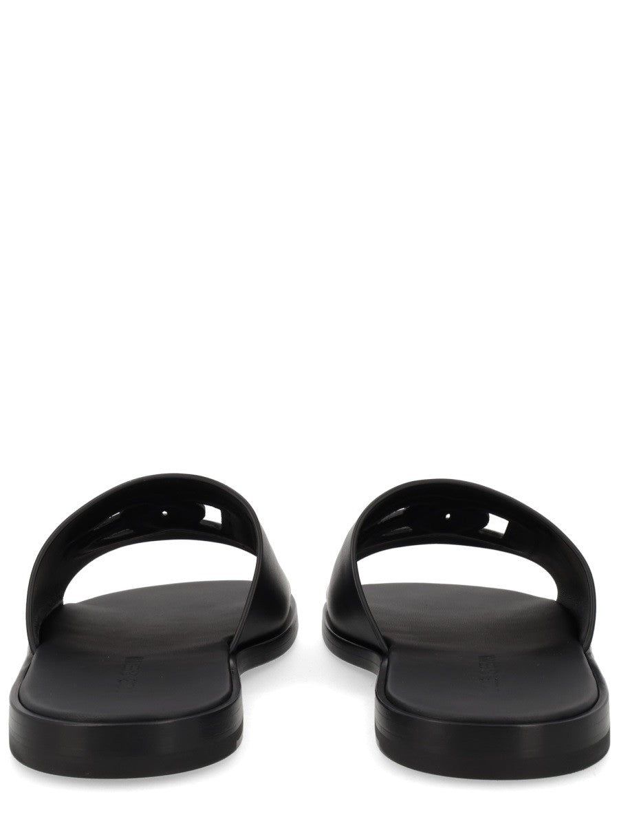 LEATHER SLIDE WITH LOGO