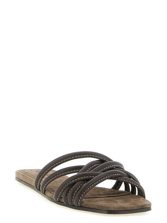 Leather slides