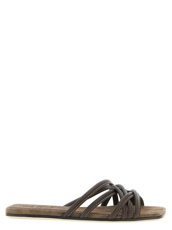 Leather slides
