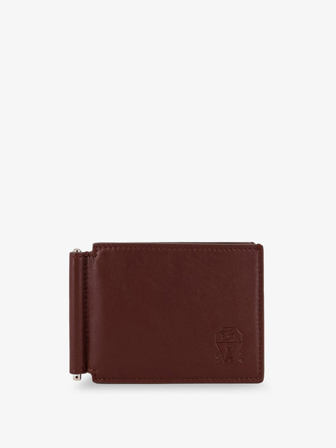 Leather wallet with engraved logo