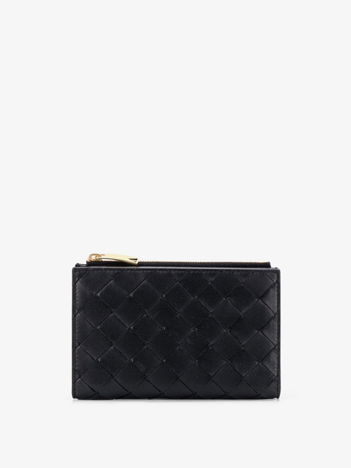 Leather wallet with Intrecciato pattern