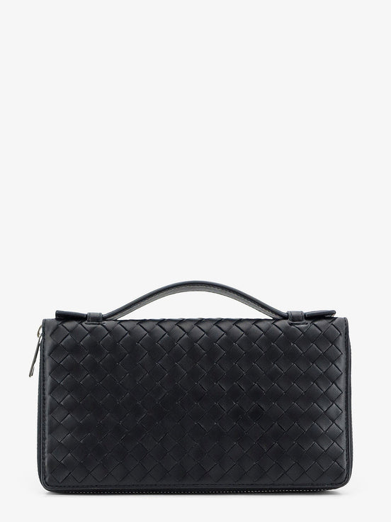 Leather wallet with Intrecciato pattern