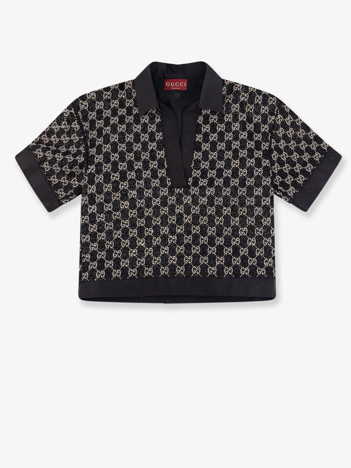 Lightweight lamé wool tweed top