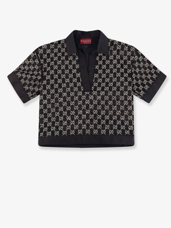 Lightweight lamé wool tweed top